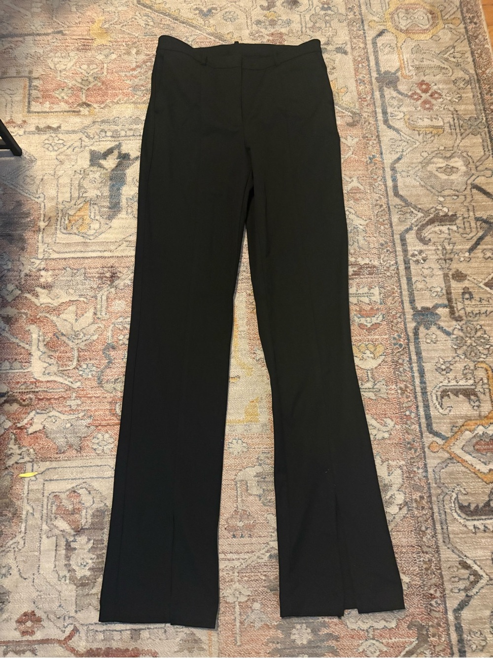 Mango Front-Slit Straight Leg Pants - Black - Size 4